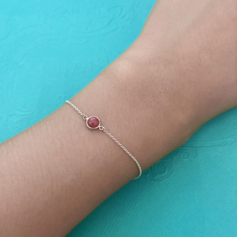 New Tiffany Co Sterling Sliver Color By The Yard Rhodonite Bracelet 7 in